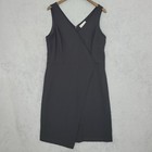 Nanette Lepore Womens Black Sleeveless V-Neck Mdi Sheath Dress Size 14 20PT