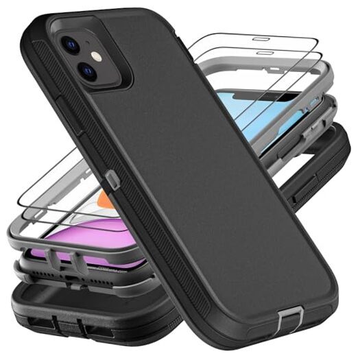 for iphone 11 Case, Military Grade 3 in 1 Heavy Duty Shockproof/Drop Black/Grey