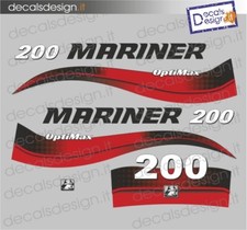 Adesivi motore marino fuoribordo Mariner 200 cv optimax gommone barca stickers 