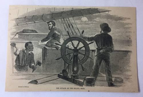 1861 magazine engraving~ WILLIAM TILLMAN recaptures Schooner Waring from Rebels