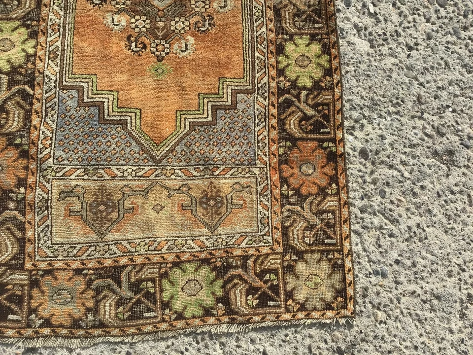 3x5 Doormat Small Bathmat Area Vintage Rug, Turkish Rug Runner, 2.11x5.1 ft, - Image 3 of 4
