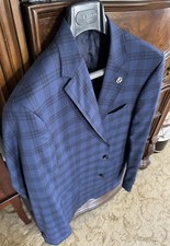TED BAKER LONDON JAY SPJ Navy Plaid Slim Fit Jacket Size 42 Long. MSRP 798