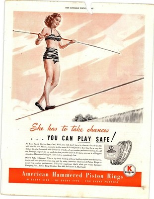 Koppers American Hammered Vintage Magazine Ad Pin-Up Bikini Girl 1940s-50s AD010