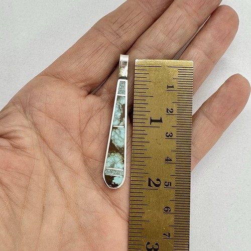 Navajo Nummer 8 Inlay Türkis Anhänger Sterling 2 1/4" signiert H Smith 5,6 g - Bild 5 von 6