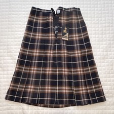 Vintage NWT Burberrys Plaid Wool Pleated Knee Length Skirt m 10 Petite ML