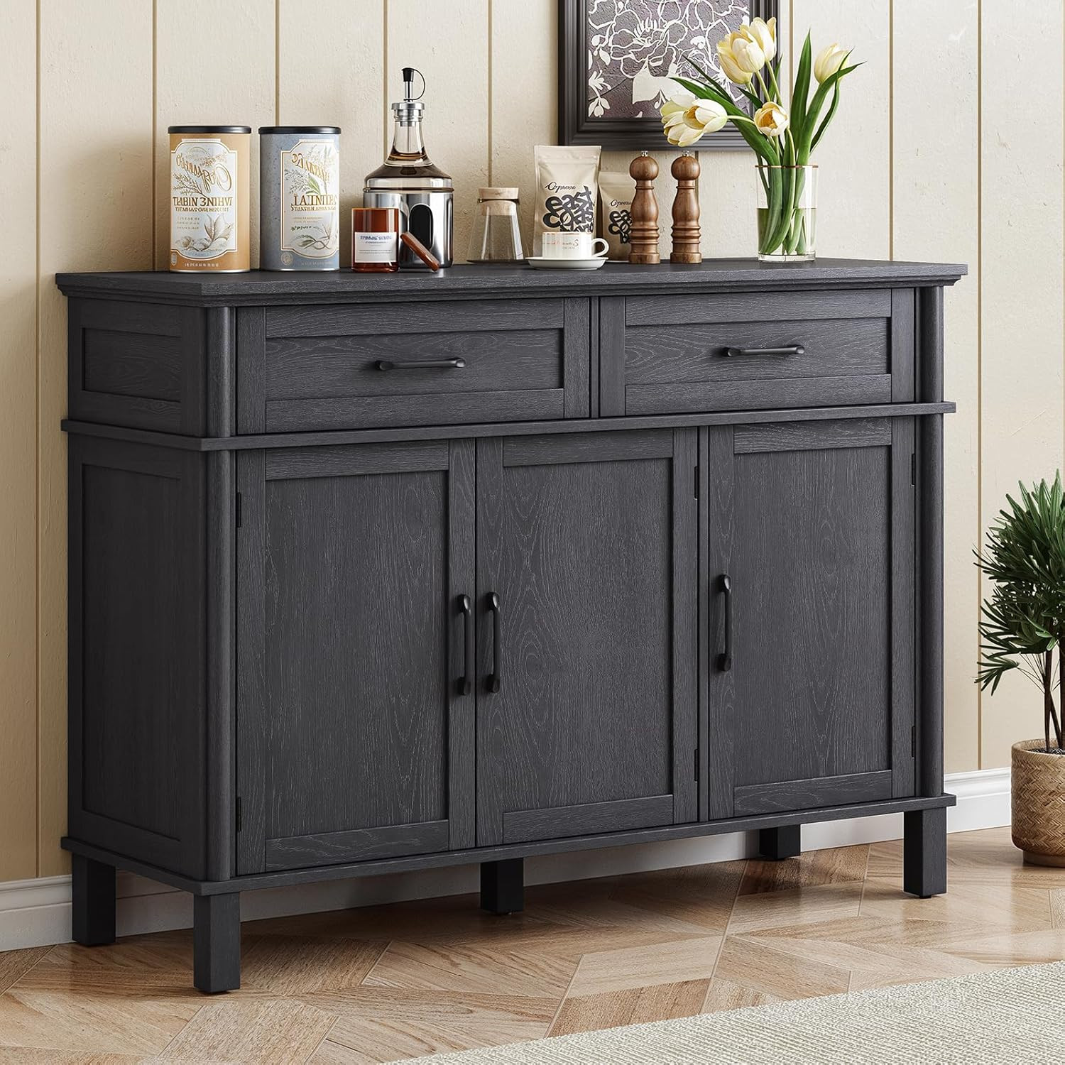 48 Inches Buffet Cabinet with Storage, Farmhouse Sideboard B