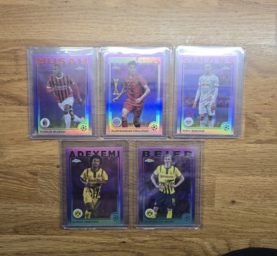2024/25 Topps Chrome UCC - 5 x Purple Refractor #'d Cards /299 inc Simons Musah
