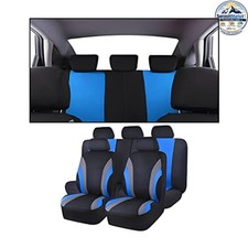 Car Seat Covers Blue Full Set 2mm Sponge Fabric Breathable Universal Fit
