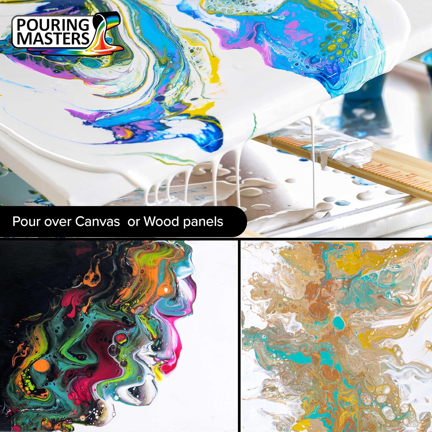 Pouring Masters Blue/Gold Iridescent Special Effects Pouring Paint - 8 Ounce Bo