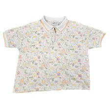 Vintage K.T. Golf Kenneth Tool Polo Shirt Large 1/4 Zip Novelty Travel Print L