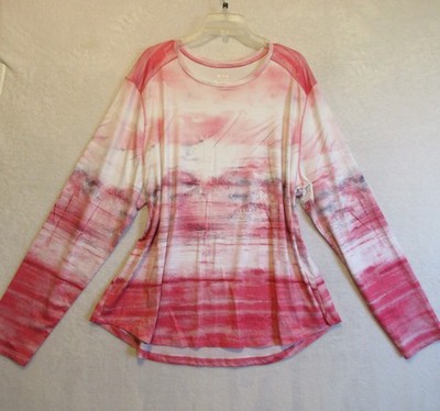 Silver Bait Performance Fishing Shirt Women s Plus Size 2X Pink Palm Tree Print