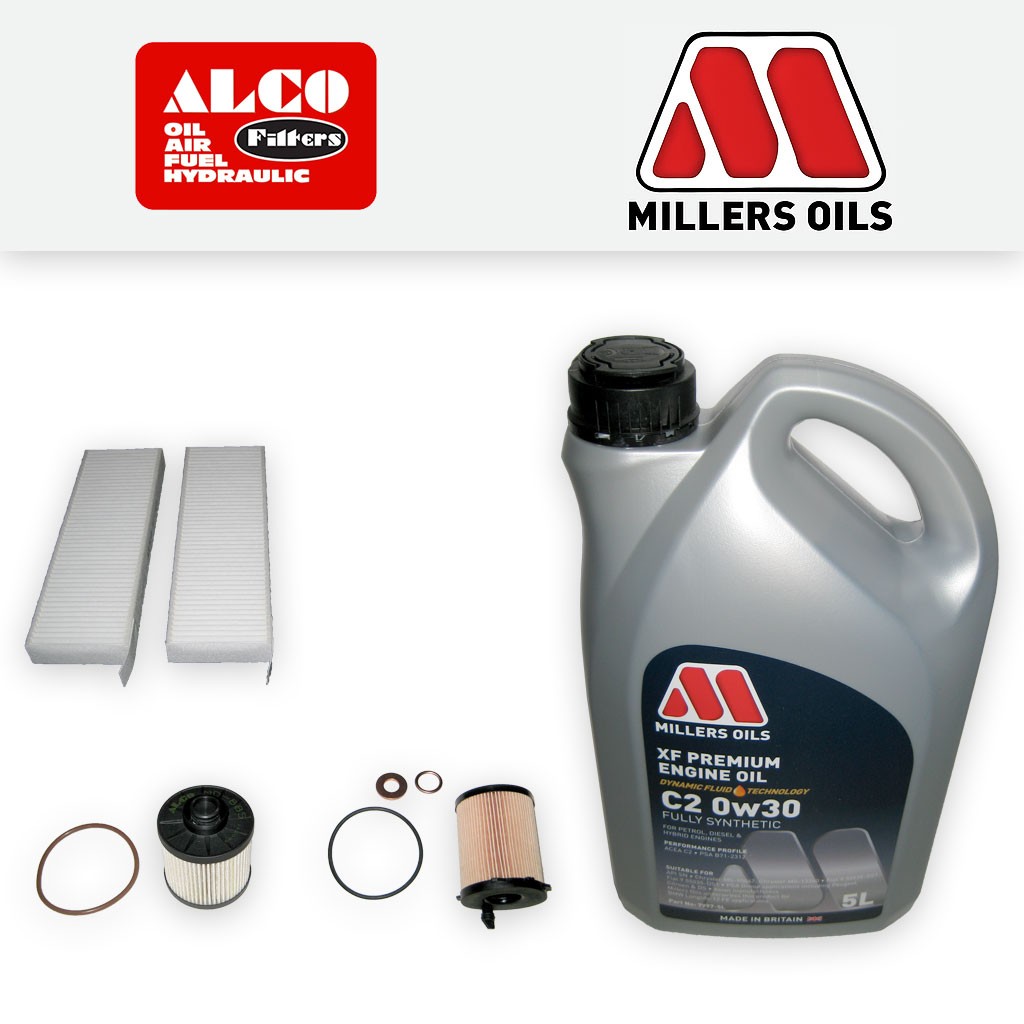 SERVICE KIT for CITROEN BERLINGO II 1.6 BLUEHDI OIL FUEL CABIN FILTER +OIL 14-21