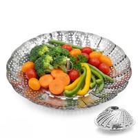 Collapsible Steamer Basket Food Vegetable Steaming Metal Insert 13.5 to 23cm