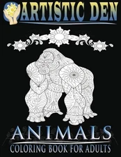 ANIMALS COLORING BOOK FOR ADULTS: UNIQUE FLORAL TANGLE By Artistic Den BRAND NEW