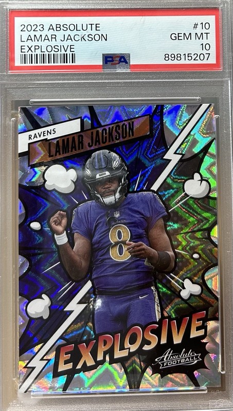 2023 Absolute Explosive Lamar Jackson #10 PSA 10 CASE HIT!