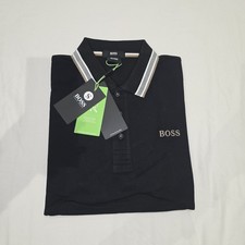 Image of Hugo Boss Polo Shirt Black Men's Cotton Regular Fit Short Sleeve New