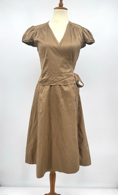 calypso silk wrap dress Calypso St. Barth Julia Silk Wrap Dress Sz XS Tan Almond V-Neck Sash Preppy  Chic