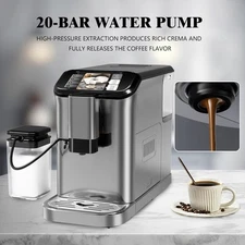 Fully Automatic Espresso Machine 20 Bar Cappuccino Maker with 1.5L Water Tank US