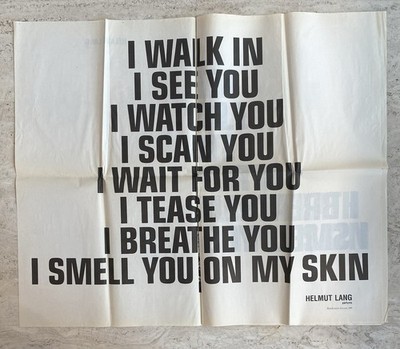 2000年発行 HELMUT LANG アート新聞 ジェニー・ホルツァー 香水 Helmut Lang Jenny Holzer 2000 Art Newspaper Poster Fragrance