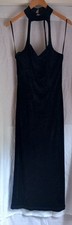 Backless Black Velvet Evening Dress
