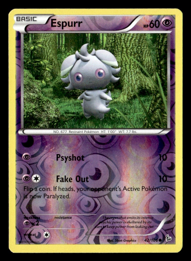 Espurr Common Reverse Holo XY - Flashfire 42/106 LP Pokémon TCG