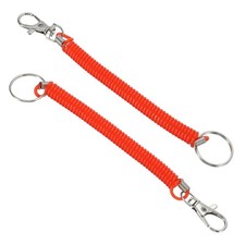 2pcs 6.7" Spiral Retractable Spring Coil Keychain, Stretch Cord Key Ring Red