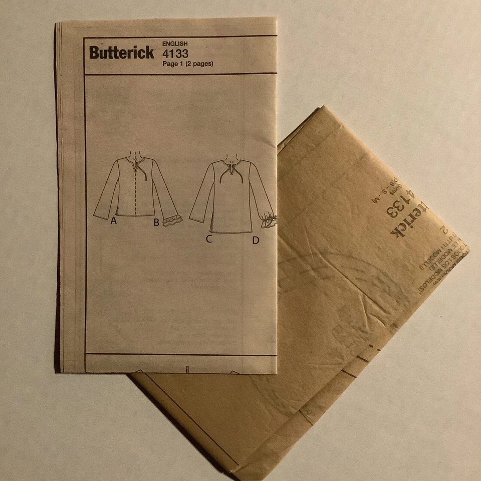 Butterick 4133 Sewing Pattern Long Sleeve Blouse Tunic Misses Size XS-MED UNCUT - Image 4 of 4