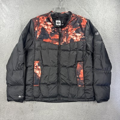 686 Jacket Mens Large Black Orange GLCR Puffer Bubble Ripstop Snowboard Ski NEW