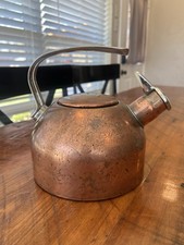 CHANTAL Copper Clad Tea Kettle 1.8 Quart Two-Tone Harmonica Whistle Patina READ.