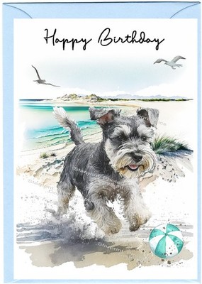 Miniatur Schnauzer Hund Geburtstagskarte (4''x 6'') - innen leer - von Starprint