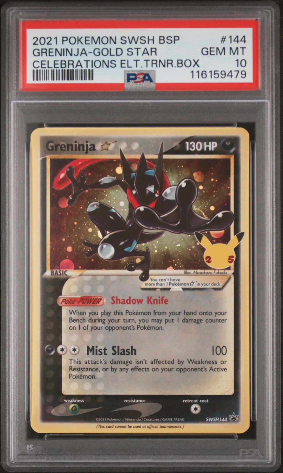 2021 POKEMON SWSH BLACK STAR PROMO #144 GRENINJA-GOLD STAR PSA 10