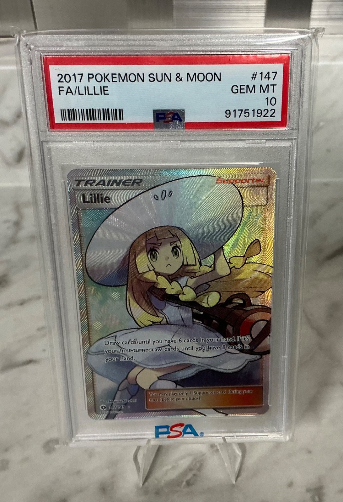 PSA 10 Pokemon Sun & Moon Base Set Full Art Lillie 147/149 GEM MINT Condition!