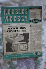 HOBBIES WEEKLY #3205 APRIL 3rd 1957 - MATCH BOX CRYSTAL SET