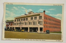 Vintage Postcard c1940 ~ New Hotel Kelley on Highway 73 ~ Iola Kansas KS