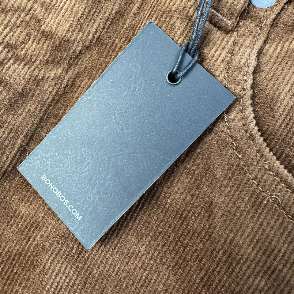 Bonobos Corduroy Pants Mens 35x32 Brown Tailored Fit Stretch Casual NEW - Image 3 of 4