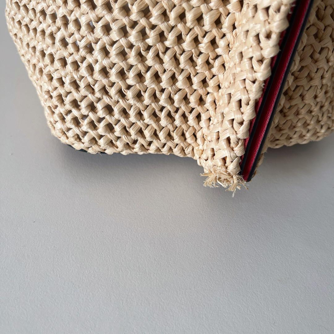 Valentino Garavani Rockstud Straw Tote 2Way Shoulder Bag Natural Brown thumbnail 5