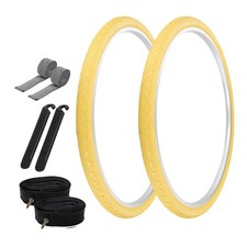 PRO TIRES 700 x 40 Yellow P-1134 W/ TUBES, RIM STRIPS, TIRE LEVERS 33mm Presta
