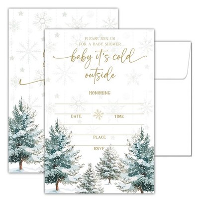 4 x 6 Winter Baby Shower Invitations - baby its cold outside - 25 winter invi...