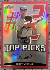 2019 Leaf Metal Draft Bobby Witt Jr. Top Picks RC AUTO Pink 6/20 ROOKIE Royals