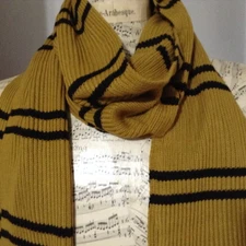 The Wizarding World Harry Potter Knit Scarf Hufflepuff Universal Studios Mustard