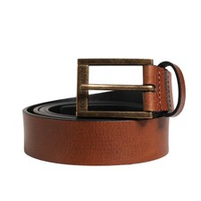 DOLCE & GABBANA Belt Men Brown Leather Classic Metal Buckle 115cm / 46in 450usd