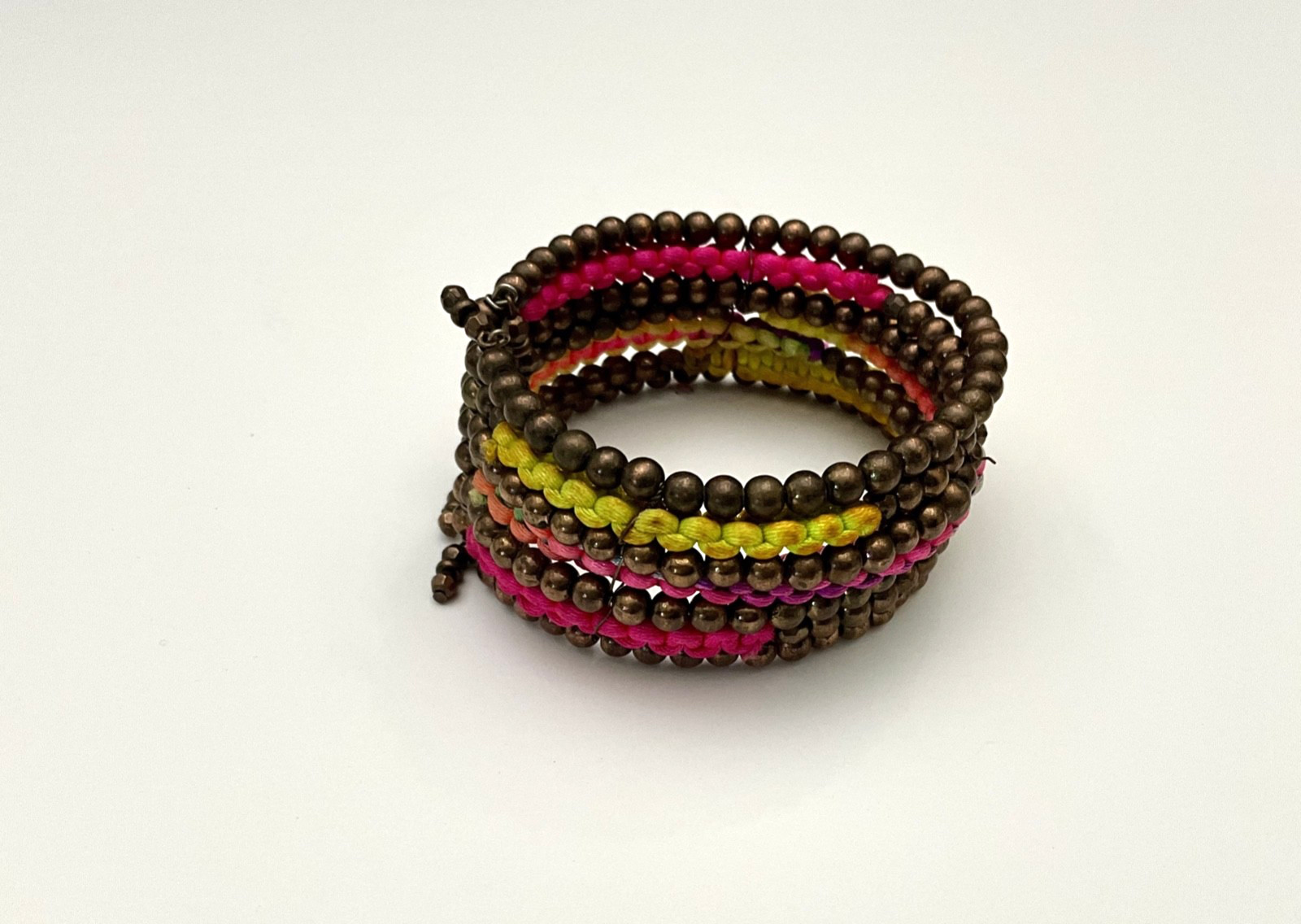 Memory Wire Bangle Cuff Bracelet Multilayered Bea… - image 6