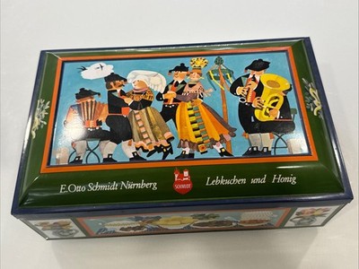 Vintage Empty Cookie Tin - Schmidt E.Otto Schmidt Nurnberg Lebkuchen un Honig