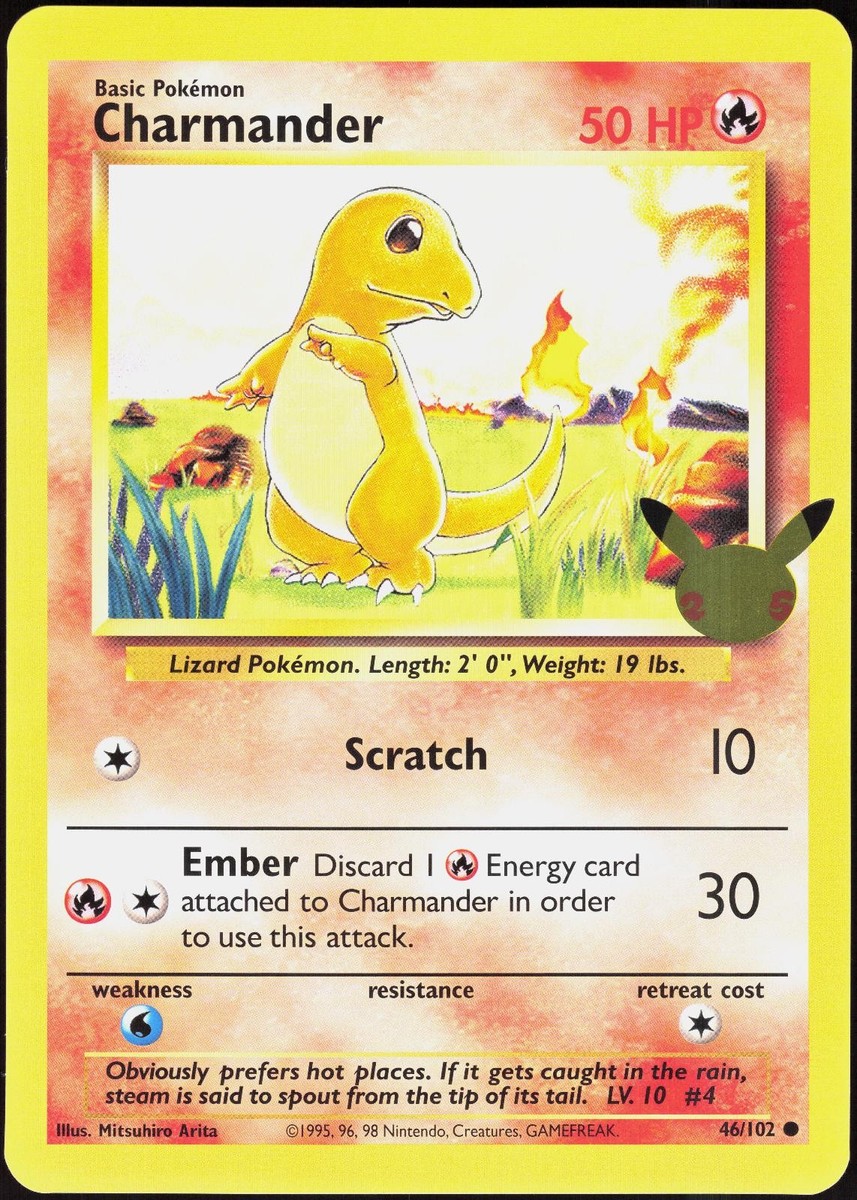Pokemon TCG Charmander 46/102 25th Anniversary Celebrations Jumbo