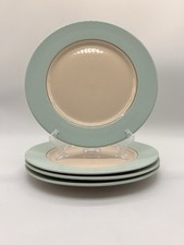 Juego de 4 platos de cena diarios Gibson de 10 1/4" borde acuático borde dorado