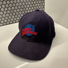 Vintage Planet Hollywood Hat Cap Logo Spellout Strap Back Casual Adult Blue