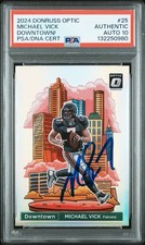 Michael Vick Signed 2024 Donruss Optic Downtown PSA 10 AUTO Atlanta Falcons