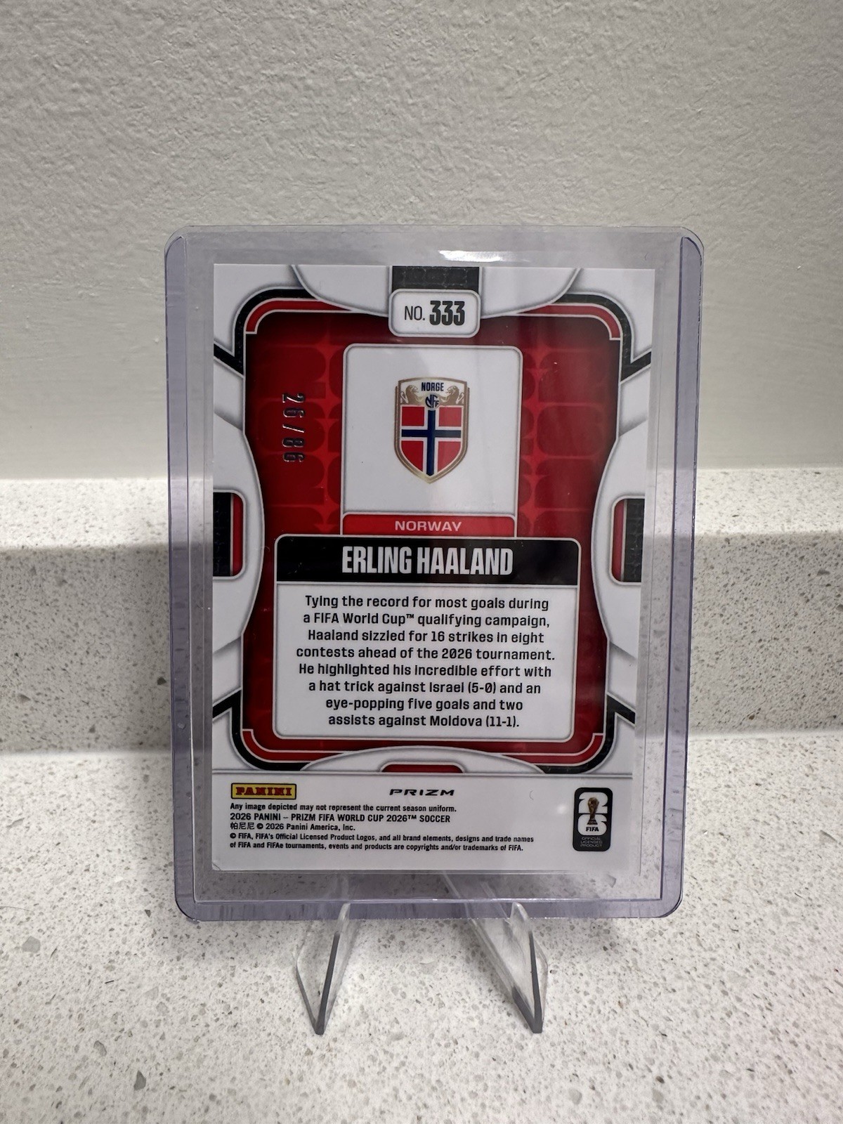 2026 Panini Prizm FIFA World Cup Erling Haaland Norway #333 Maple Leaf /86 view 2