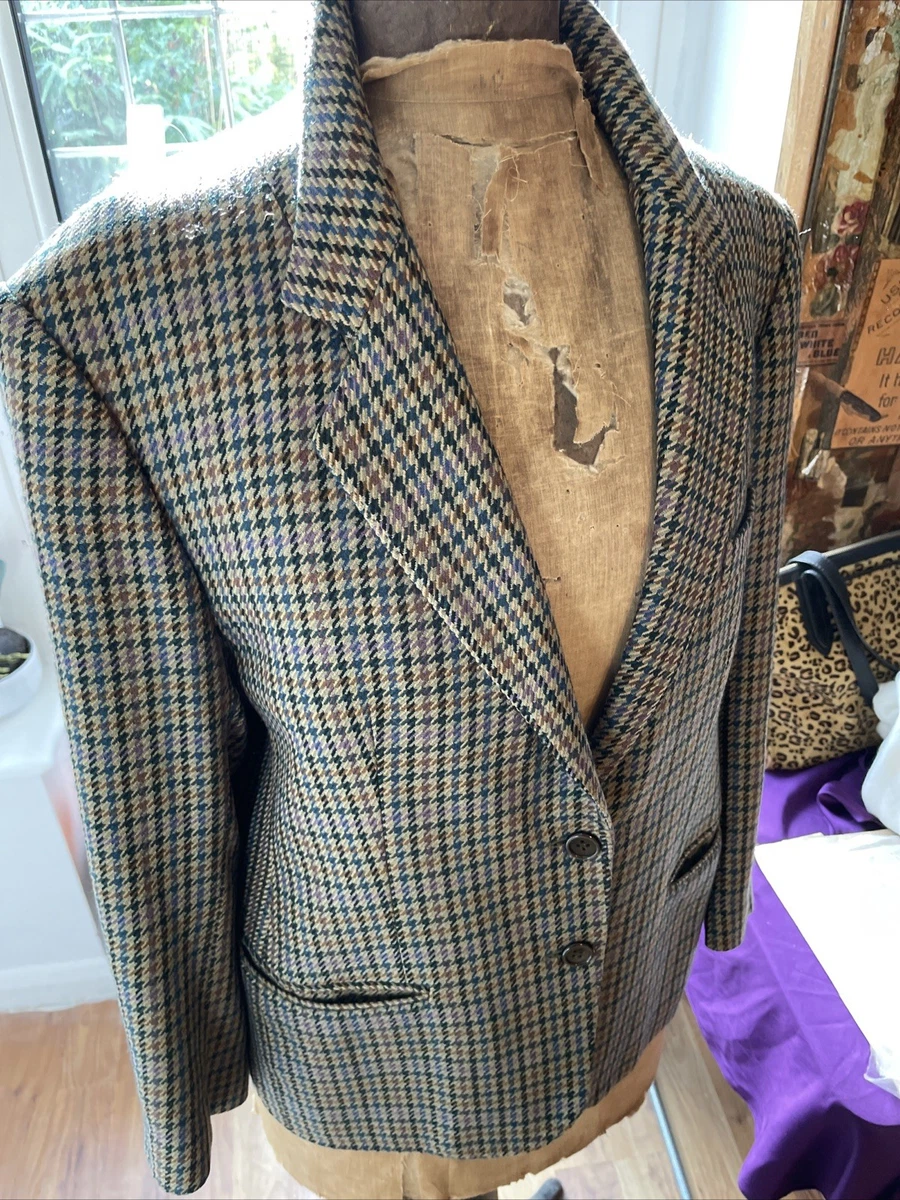 Chaqueta a cuadros Burberry pata de gallo de cachemir y lana talla M. De colección mediados de siglo