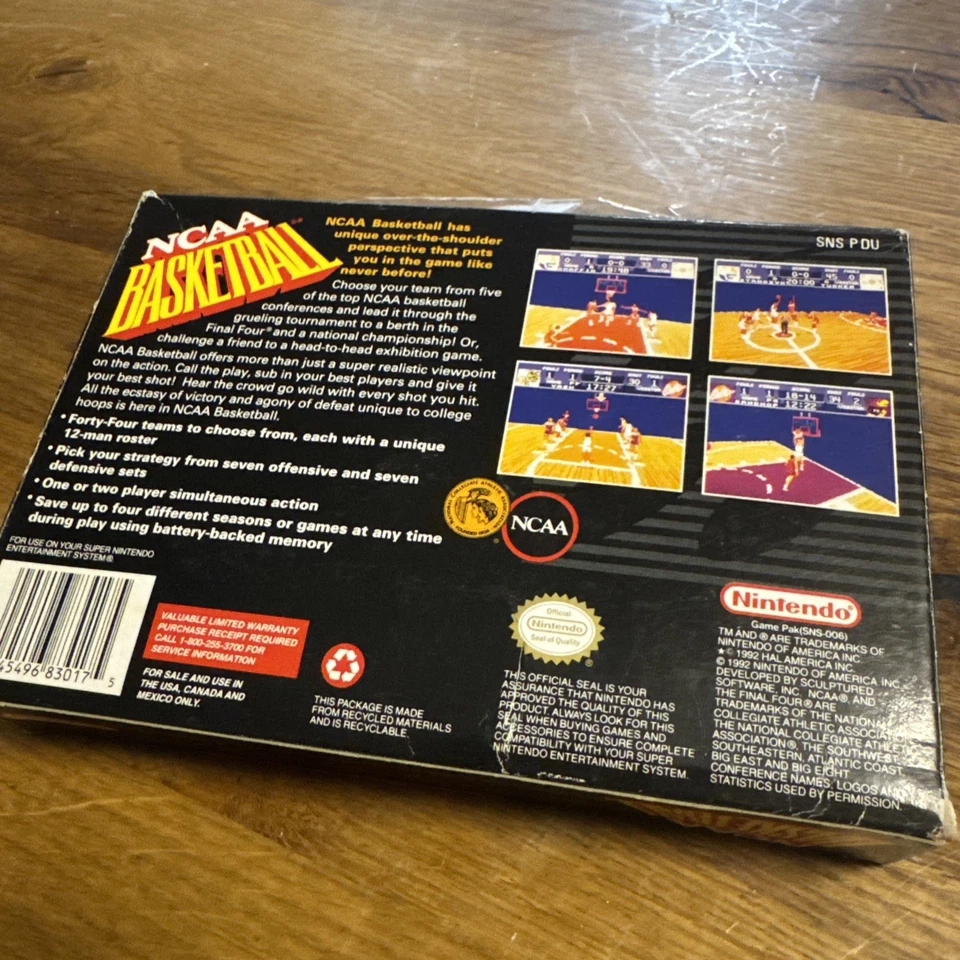 Super Nintendo NCAA Basketball – OVP + Anleitung – Komplett – Original - Bild 2 von 4